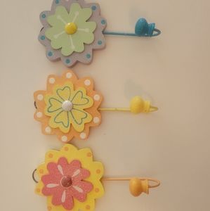 Floral glitter girl wall accent hook hanger